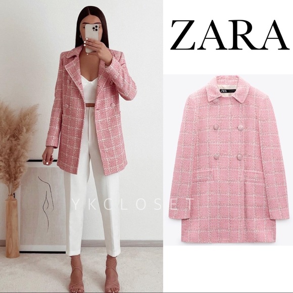 TEXTURED PLAID COAT || ZARA || YKCLOSET - Picture 1 of 10